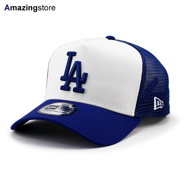 ニューエラ キャップ 9FORTY ロサンゼルス ドジャース MLB EMBROIDERY A-FRAME TRUCKER MESH CAP WHITE-DARK ROYAL BLUE