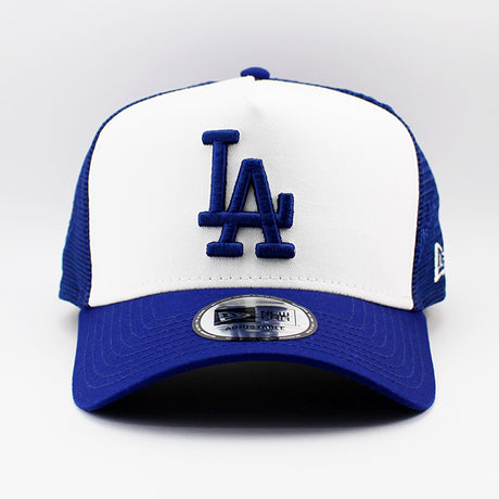 ニューエラ キャップ 9FORTY ロサンゼルス ドジャース MLB EMBROIDERY A-FRAME TRUCKER MESH CAP WHITE-DARK ROYAL BLUE