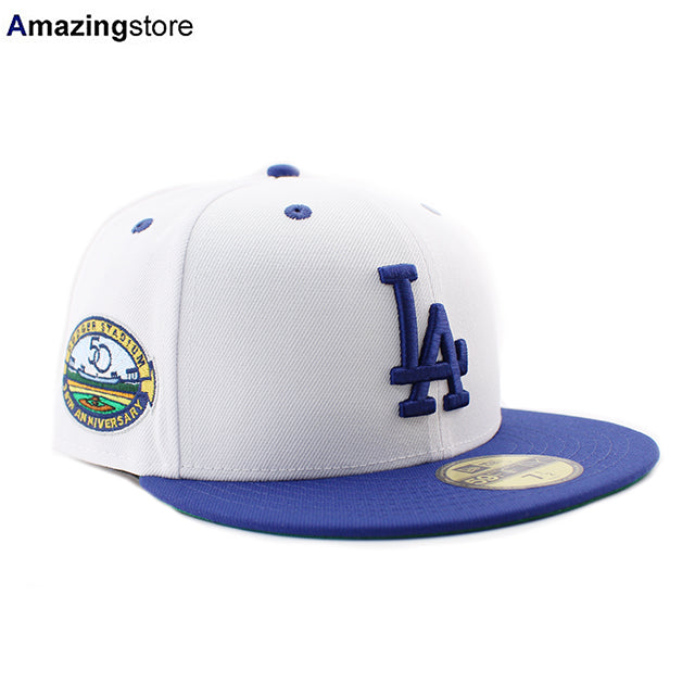 ニューエラ キャップ 59FIFTY ロサンゼルス ドジャース MLB DODGERS PACK 50TH FITTED CAP WHITE-DARK ROYAL BLUE