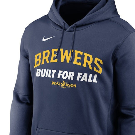 海外取寄 2025 ポストシーズンモデル ナイキ プルオーバーフーディー ミルウォーキー ブルワーズ MLB POSTSEASON AUTHENTIC COLLECTION THERMA FLEECE HOODIE NAVY