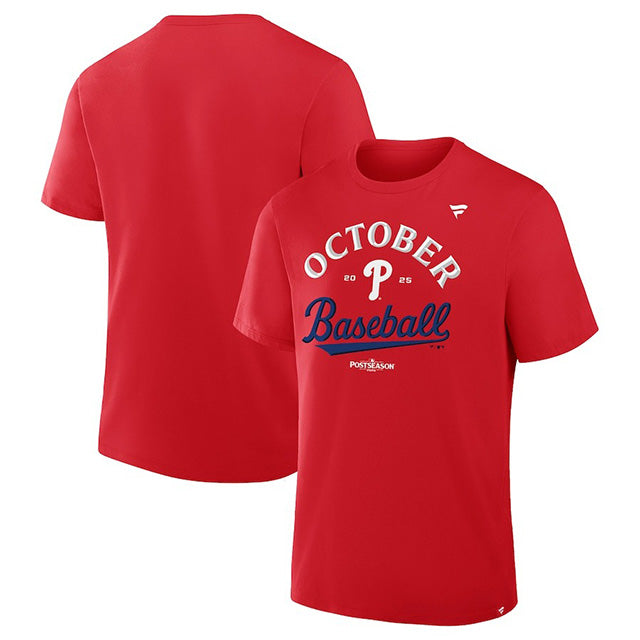 2025 ポストシーズンモデル 海外取寄 Tシャツ フィラデルフィア フィリーズ MLB 2025 POSTSEASON LOCKER ROOM T-SHIRTS RED FANATICS BRAND PHILADELPHIA PHILLIES