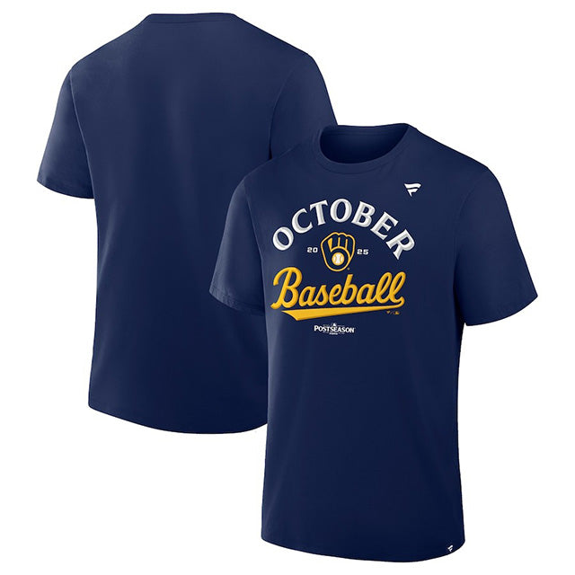2025 ポストシーズンモデル 海外取寄 Tシャツ ミルウォーキー ブリュワーズ MLB 2025 POSTSEASON LOCKER ROOM T-SHIRTS NAVY FANATICS BRAND MILWAUKEE BREWERS