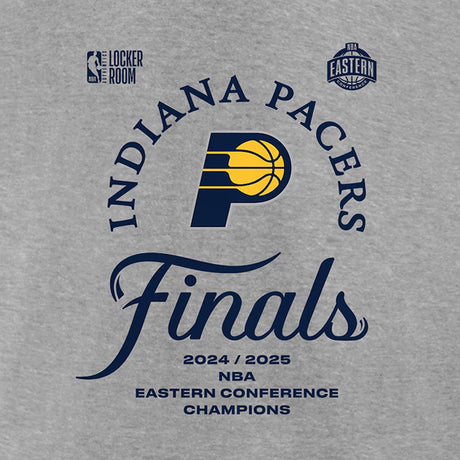 海外取寄  Tシャツ インディアナ ペイサーズ 2025 NBA EASTERN CONFERENCE CHAMPIONS LOCKER ROOM T-SHIRT HEATHER GREY