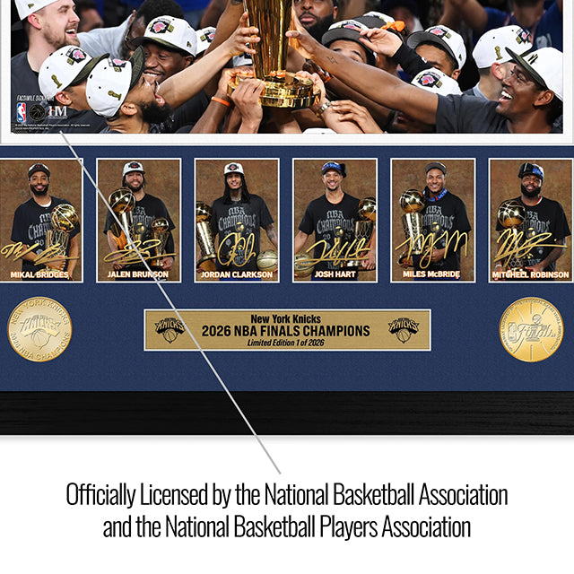 53年振りNBAファイナル優勝 ニューヨーク ニックス 海外取寄 額入りコラージュフレーム 2026 NBA CHAMPIONS MEMORABLE MOMENTS BRONZE COIN PHOTO MINT