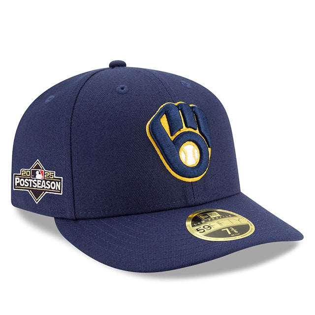 海外取寄 2025 ポストシーズンモデル ニューエラ キャップ LP 59FIFTY ミルウォーキーブルワーズ MLB POSTSEASON AUTHENTIC COLLECTION LOW PROFILE FITTED CAP NAVY