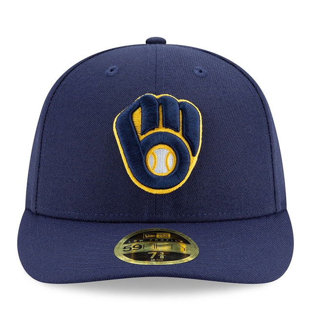 海外取寄 2025 ポストシーズンモデル ニューエラ キャップ LP 59FIFTY ミルウォーキーブルワーズ MLB POSTSEASON AUTHENTIC COLLECTION LOW PROFILE FITTED CAP NAVY