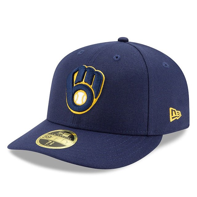 海外取寄 2025 ポストシーズンモデル ニューエラ キャップ LP 59FIFTY ミルウォーキーブルワーズ MLB POSTSEASON AUTHENTIC COLLECTION LOW PROFILE FITTED CAP NAVY