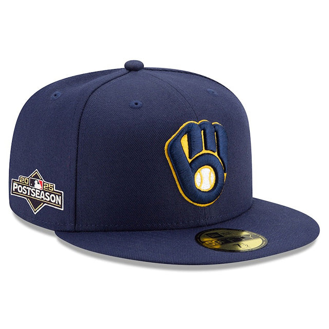 海外取寄 2025 ポストシーズンモデル ニューエラ キャップ 59FIFTY ミルウォーキーブルワーズ MLB POSTSEASON AUTHENTIC COLLECTION FITTED CAP NAVY