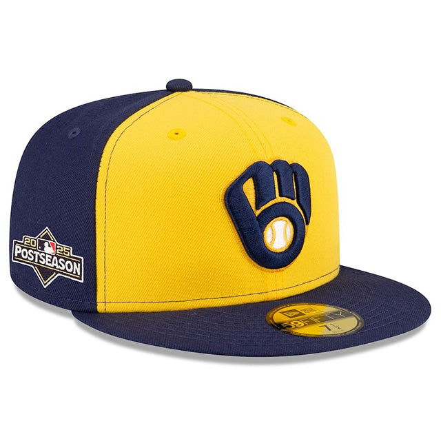 海外取寄 2025 ポストシーズンモデル ニューエラ キャップ 59FIFTY ミルウォーキーブルワーズ MLB POSTSEASON AUTHENTIC COLLECTION FITTED CAP YELLOW