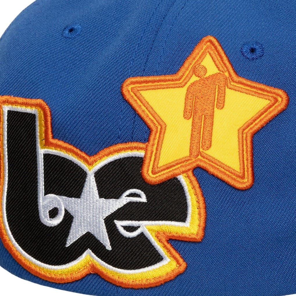 ミッチェル&ネス×ビリーアイリッシュ 海外取寄 ゴールデンステイト ウォリアーズ HARDWOOD CLASSICS PATCH SNAPBACK CAP BLUE LIMITED EDITION
