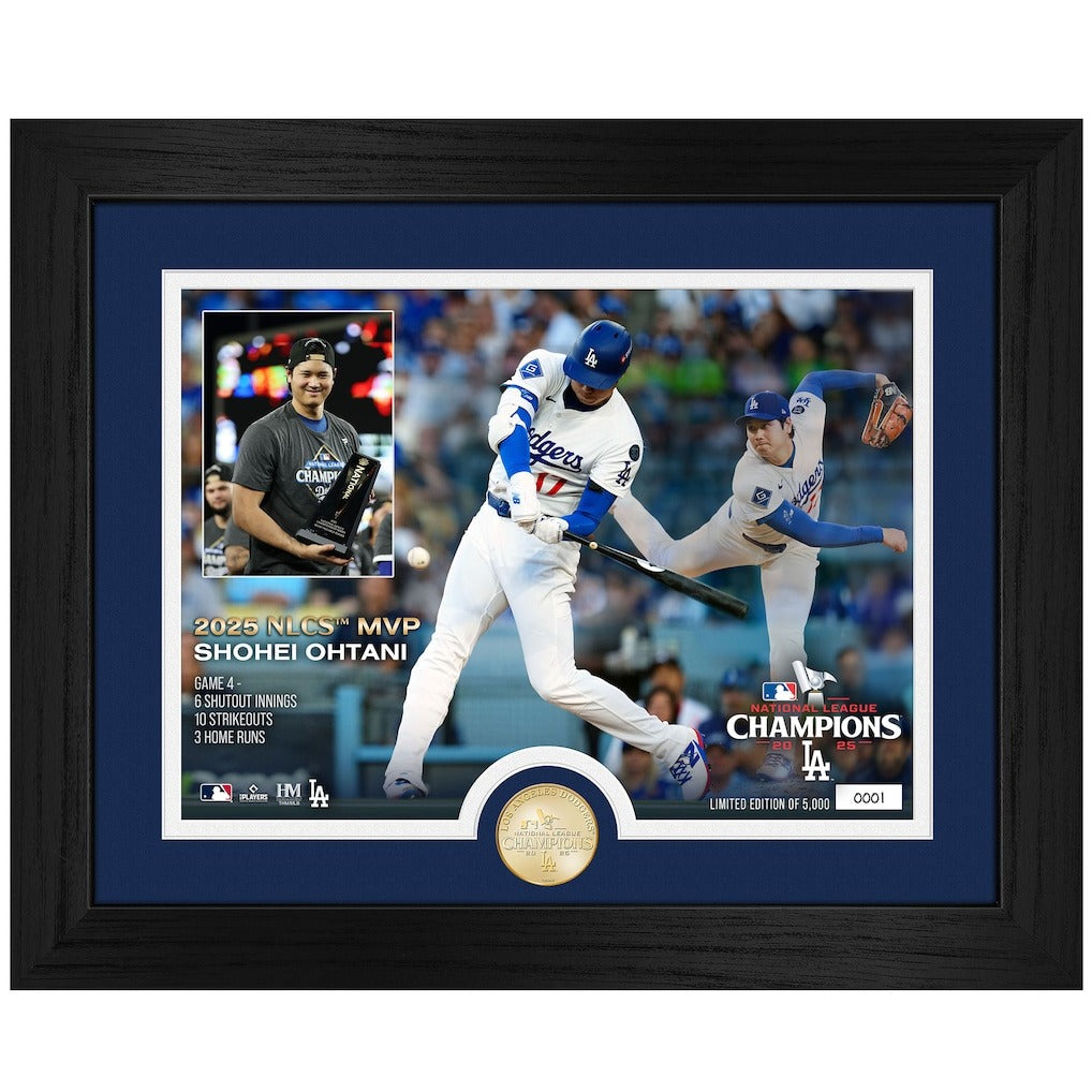 大谷翔平モデル 海外取寄 額入りコラージュフレーム ロサンゼルス ドジャース 2025 NATIONAL LEAGUE CHAMPIONSHIP SERIES MVP BRONZE COIN PHOTO FRAME