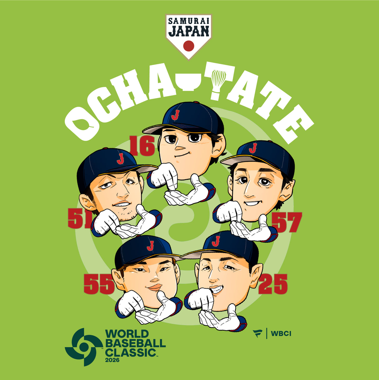 Fanatics 子供用 日本代表 お茶たてポーズ Tシャツ キッズ ライトグリーン World Baseball Classic 2026 ※お届け予定時期ご確認の上ご購入をお願いします