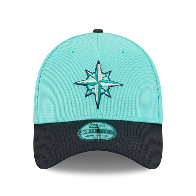 ニューエラ キャップ 海外取寄 39THIRTY シアトル マリナーズ 2025 MLB SPRING TRAINING BP FLEX FIT CAP AQUA-NAVY