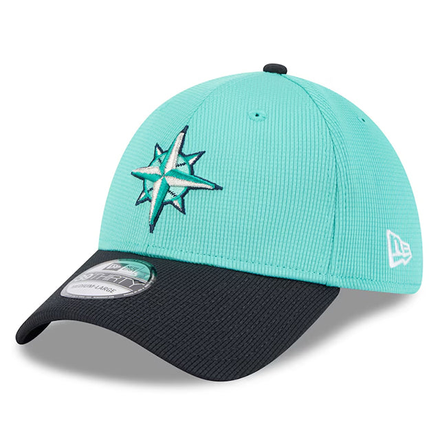 ニューエラ キャップ 海外取寄 39THIRTY シアトル マリナーズ 2025 MLB SPRING TRAINING BP FLEX FIT CAP AQUA-NAVY