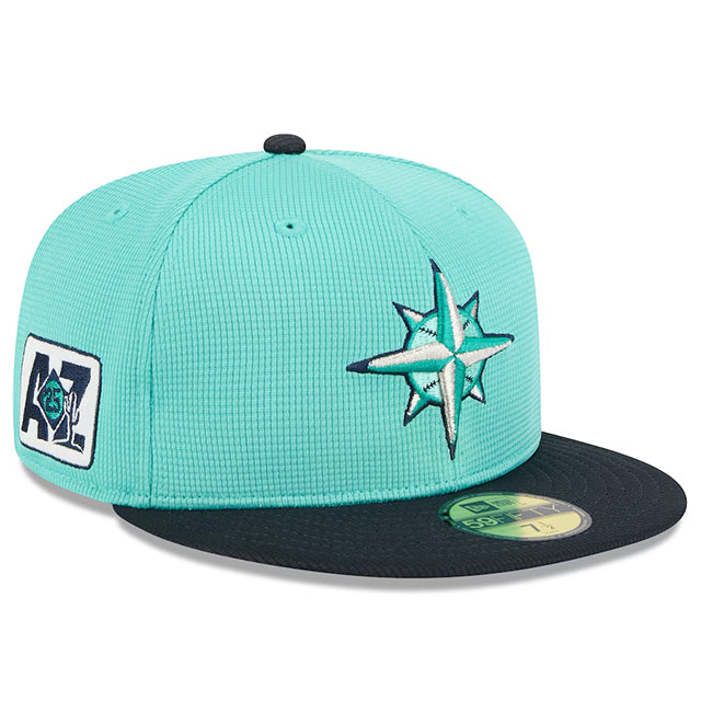 ニューエラ キャップ 海外取寄 59FIFTY シアトル マリナーズ 2025 MLB SPRING TRAINING BP FITTED CAP AQUA-NAVY
