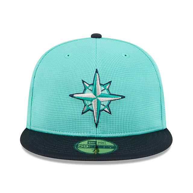 ニューエラ キャップ 海外取寄 59FIFTY シアトル マリナーズ 2025 MLB SPRING TRAINING BP FITTED CAP AQUA-NAVY