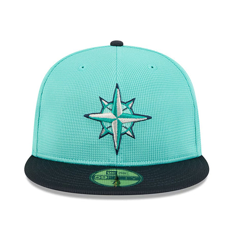 ニューエラ キャップ 海外取寄 59FIFTY シアトル マリナーズ 2025 MLB SPRING TRAINING BP FITTED CAP AQUA-NAVY