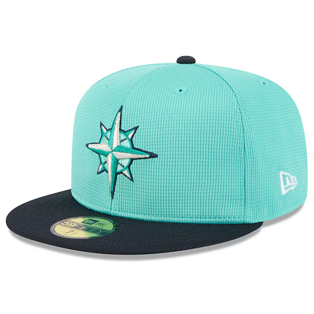 ニューエラ キャップ 海外取寄 59FIFTY シアトル マリナーズ 2025 MLB SPRING TRAINING BP FITTED CAP AQUA-NAVY