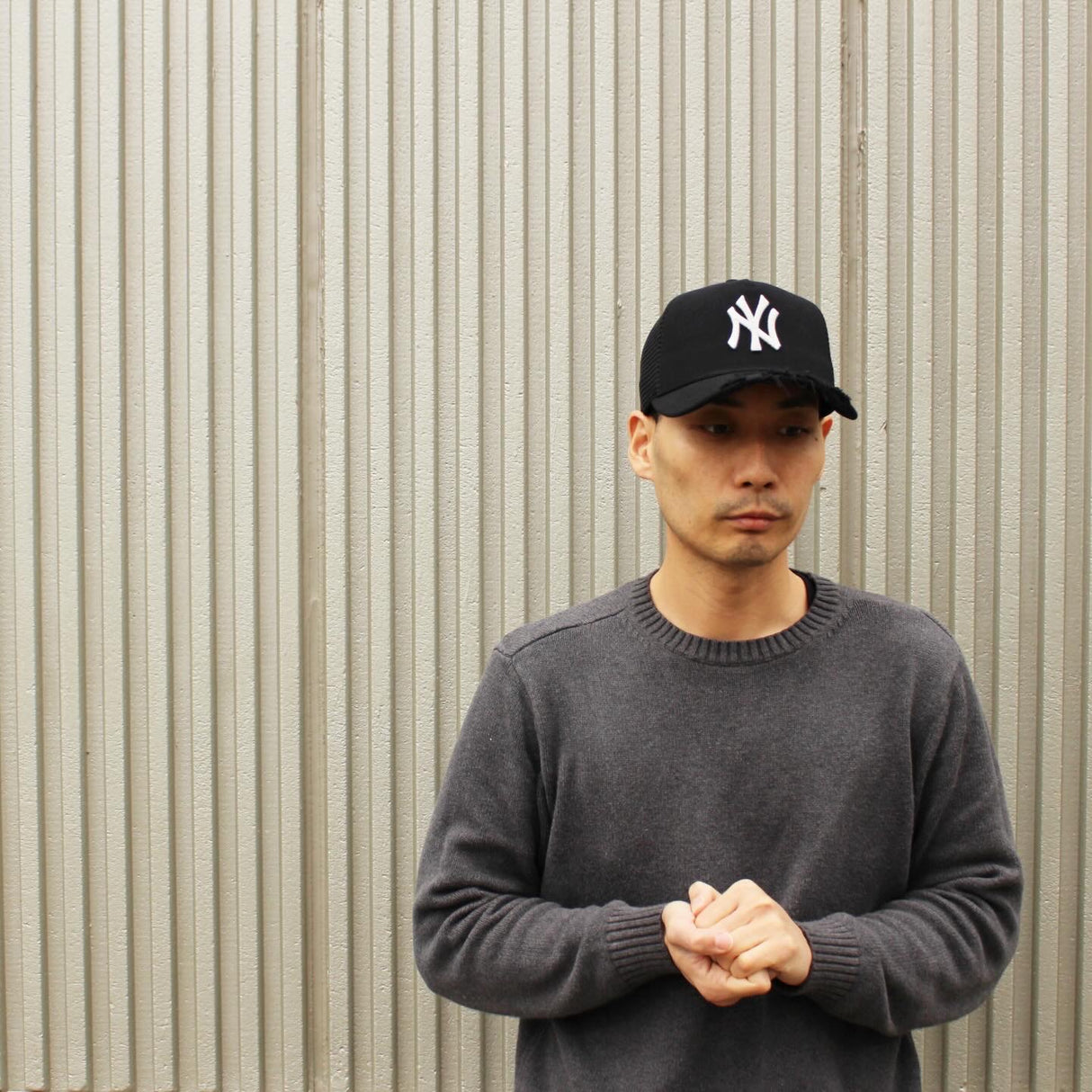 ニューエラ キャップ 9FORTY ニューヨーク ヤンキース DAMAGED TWILL A-FRAME MESH CAP BLACK