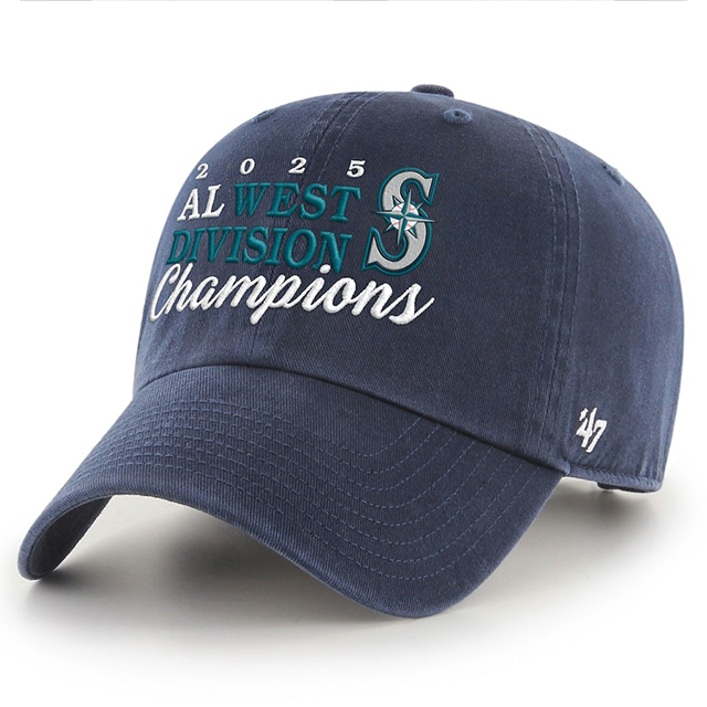 2025 アメリカンリーグ西地区チャンピオン 海外取寄 47ブランド キャップ クリーンナップ シアトル マリナーズ 2025 AL WEST DIVISION CHAMPIONS CLEAN UP ADJUSTABLE CAP NAVY