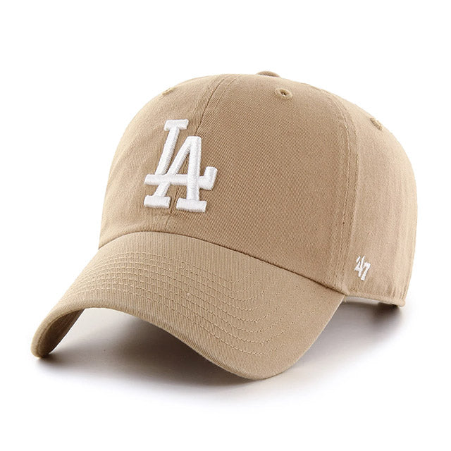 47ブランド キャップ ロサンゼルス ドジャース MLB CLEAN UP W/ NO LOOP LABEL KHAKI-WHITE