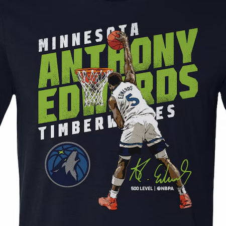 アンソニー・エドワーズモデル  海外取寄 Tシャツ ミネソタ ティンバーウルブス 500LEVEL SLANT T-SHIRT NAVY