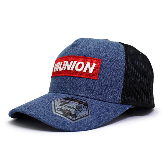 7ユニオン メッシュキャップ BOX LOGO MESH CAP DENIM-RED 7UNION