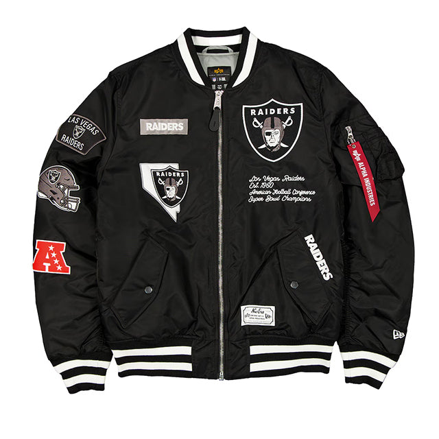海外取寄 ニューエラ ジャケット ラスベガス レイダース ALPHA INDUSTRIES MA-1 FULL-ZIP BOMBER JACKET BLACK