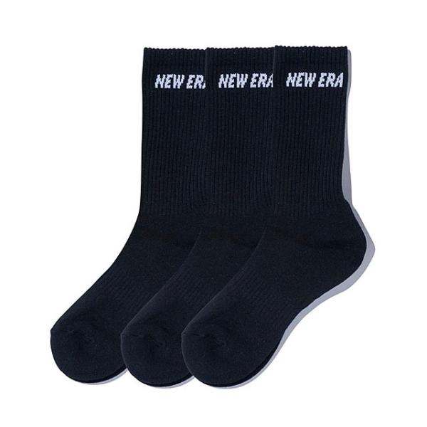 NEW ERA ソックス  SOCKS CREW 3PAIRS BLACK  ニューエラ 3ペア