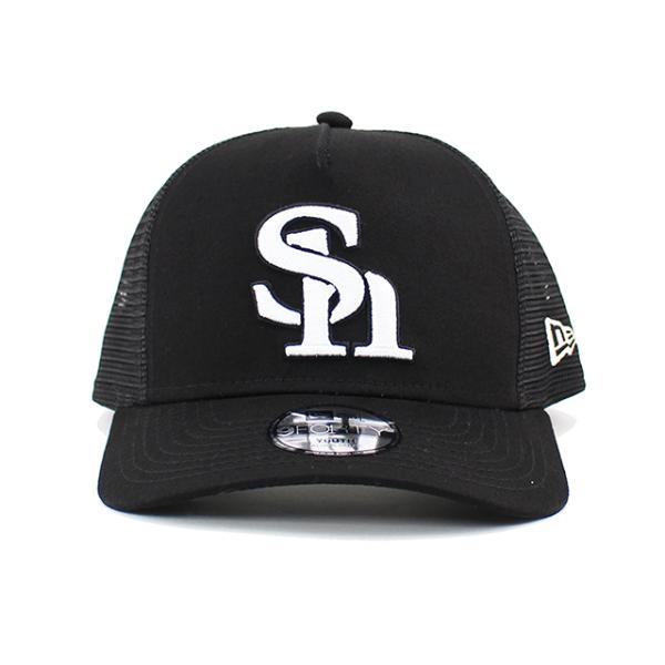 子供用 ニューエラ 9FORTY メッシュキャップ 福岡ソフトバンク ホークス YOUTH NPB A-FRAME TRUCKER MESH CAP BLACK