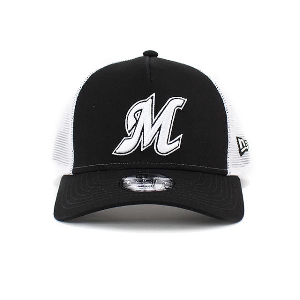 子供用 ニューエラ 9FORTY メッシュキャップ 千葉ロッテ マリーンズ YOUTH NPB A-FRAME TRUCKER MESH CAP BLACK