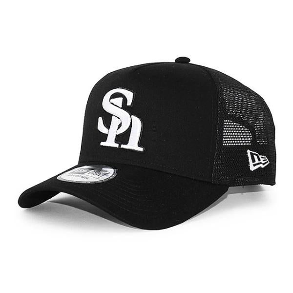 ニューエラ メッシュキャップ 9FORTY 福岡ソフトバンク ホークス NPB A-FRAME TRUCKER MESH CAP BLACK