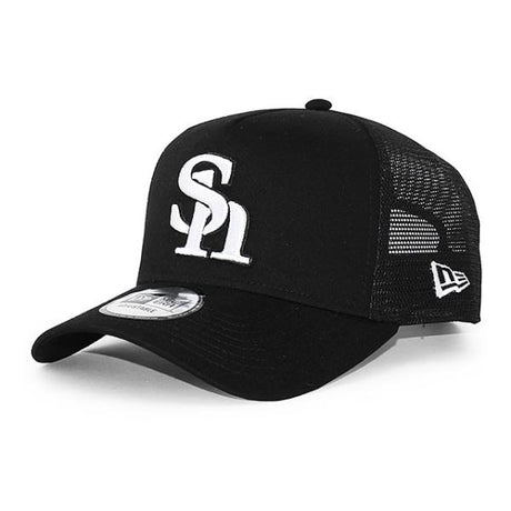 ニューエラ メッシュキャップ 9FORTY 福岡ソフトバンク ホークス NPB A-FRAME TRUCKER MESH CAP BLACK