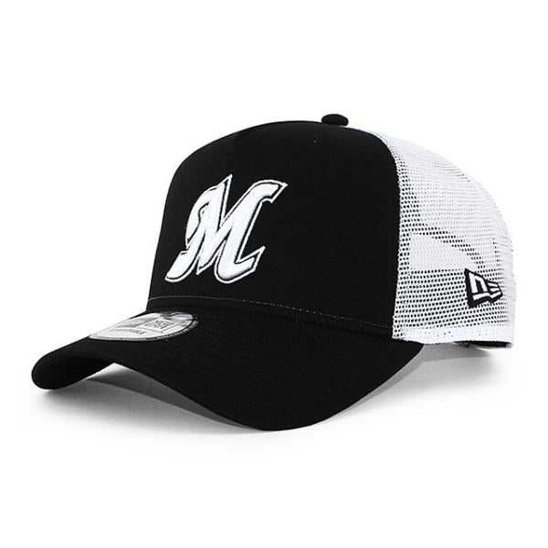 ニューエラ メッシュキャップ 9FORTY 千葉ロッテ マリーンズ NPB A-FRAME TRUCKER MESH CAP BLACK