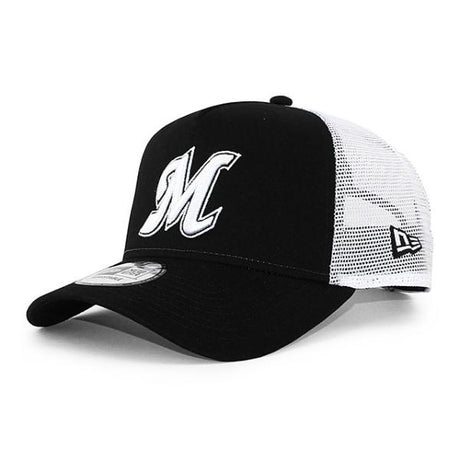 ニューエラ メッシュキャップ 9FORTY 千葉ロッテ マリーンズ NPB A-FRAME TRUCKER MESH CAP BLACK
