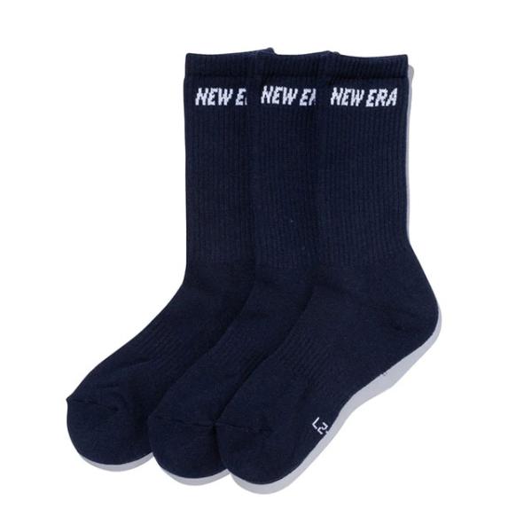 ニューエラ 靴下 SOCKS CREW 3PAIRS NAVY NEW ERA ソックス ネイビー 3ペア