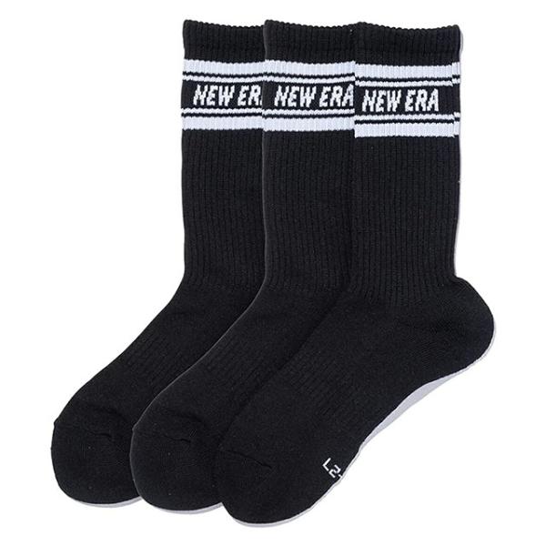 ニューエラ 靴下 SOCKS CREW LINE 3PAIRS BLACK  NEW ERA ソックス ブラック ３ペア