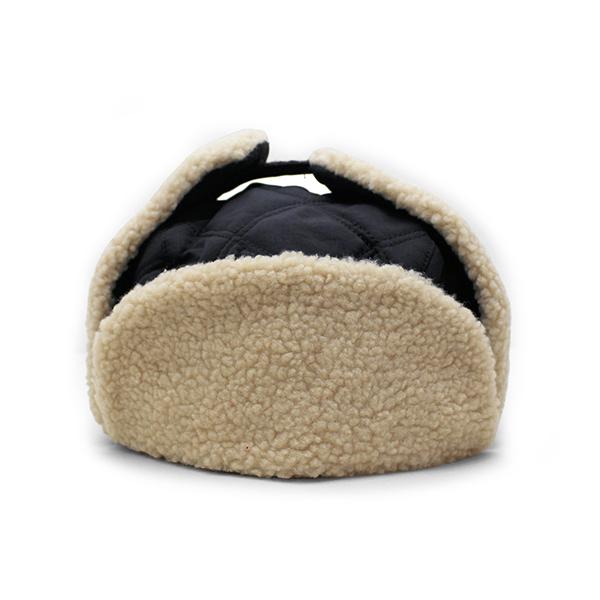 オットー パイロットハット 耳当て付き帽子 ブラック QUILTED POLYESTER SHELL W SHEARLING LINING THREE PANEL TRAPPER HAT OTTO