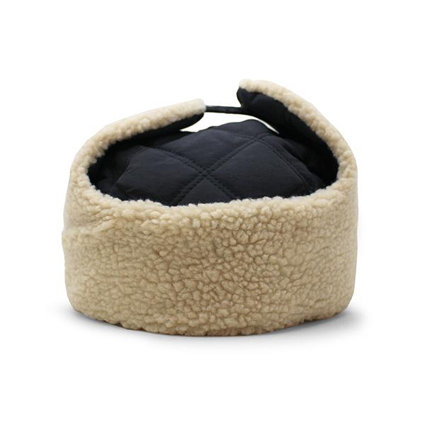 オットー パイロットハット 耳当て付き帽子 ブラック QUILTED POLYESTER SHELL W SHEARLING LINING THREE PANEL TRAPPER HAT OTTO