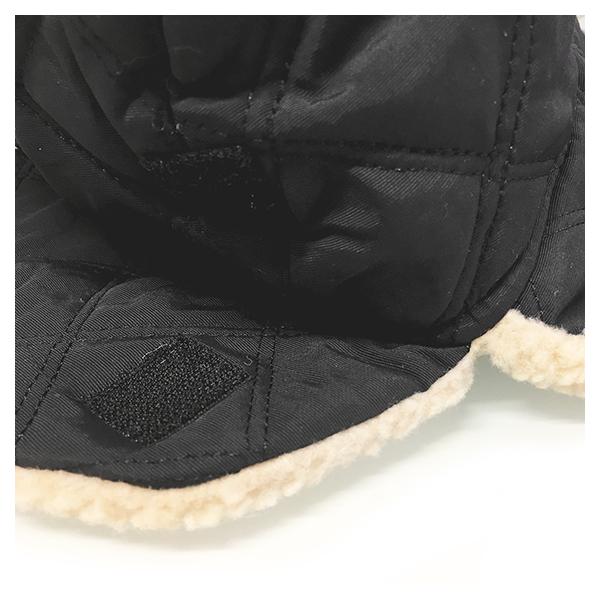 オットー パイロットハット 耳当て付き帽子 ブラック QUILTED POLYESTER SHELL W SHEARLING LINING THREE PANEL TRAPPER HAT OTTO