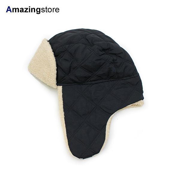 オットー パイロットハット 耳当て付き帽子 ブラック QUILTED POLYESTER SHELL W SHEARLING LINING THREE PANEL TRAPPER HAT OTTO