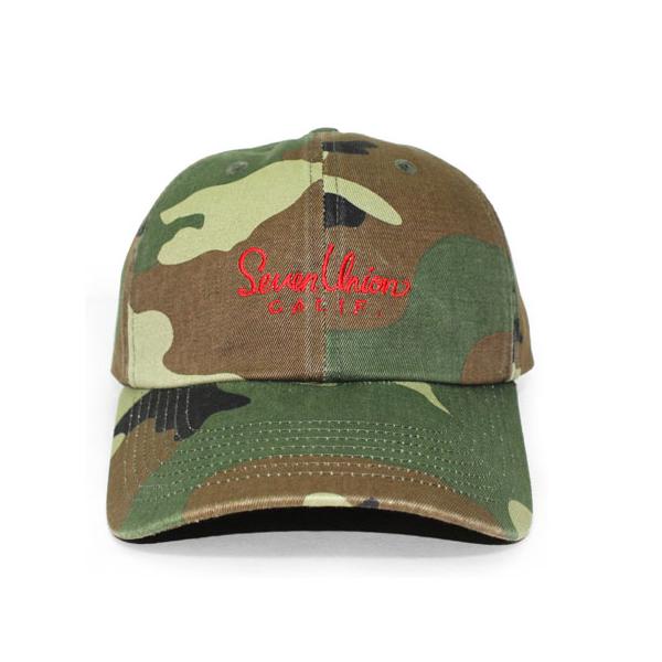 7ユニオン CALIF BENT STRAPBACK WOODLAND CAMO 7ユニオン ストラップバック ロープロファイルキャップ LOW PROFILE DAD HAT