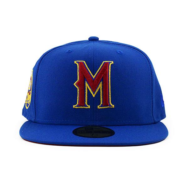 ニューエラ キャップ 59FIFTY ミルウォーキー ブルワーズ MLB 2007 SILVER ANNIVERSARY MAROON BOTTOM FITTED CAP BLUE