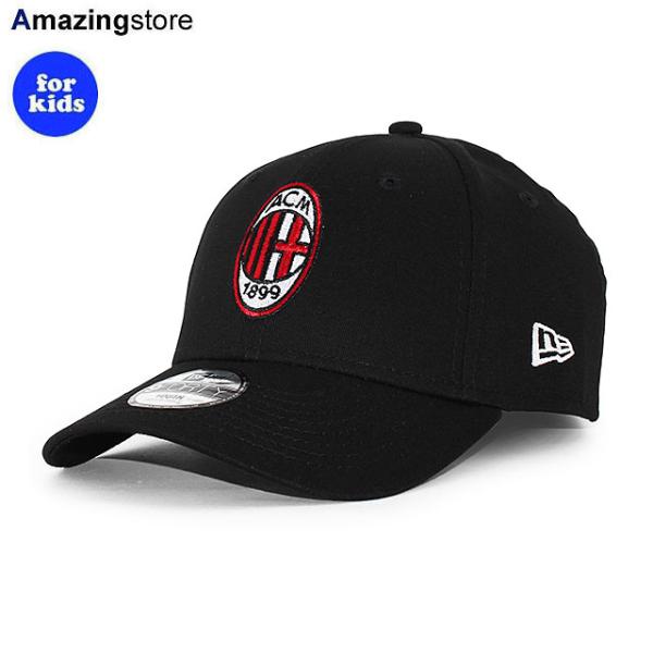 EU限定 子供用 ニューエラ キャップ 9FORTY ACミラン YOUTH SERIA A CORE STRAPBACK CAP BLACK