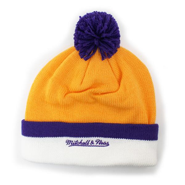 ミッチェル&ネス ニットキャップ ビーニー ロサンゼルス レイカーズ XL-LOGO BEANIE GOLD