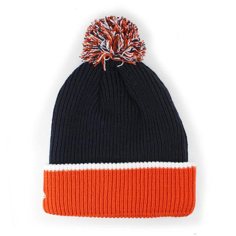 ニューエラ ニットキャップ ビーニー シカゴ ベアーズ NFL THROWBACK FIRESIDE POM KNIT BEANIE CAP NAVY-ORANGE  NEW ERA CHICAGO BEARS