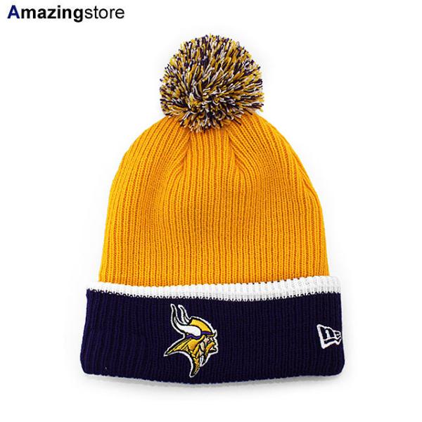 ニューエラ ニットキャップビーニー ミネソタ バイキングス  NFL FIRESIDE POM KNIT BEANIE PURPLE-GOLD  NEW ERA MINNESOTA VIKINGS