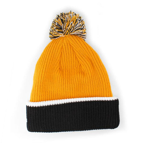 ニューエラ ニットキャップ ビーニー ピッツバーグ スティーラーズ NFL FIRESIDE POM KNIT BEANIE CAP GOLD-BLACK  NEW ERA PITTSBURGH STEELERS