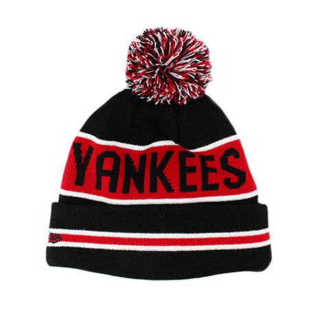 ニューエラ ニットキャップ ビーニー ニューヨーク ヤンキース  MLB THE-COACH POM KNIT BEANIE CAP BLACK-SCARLET  NEW ERA NEW YORK YANKEES