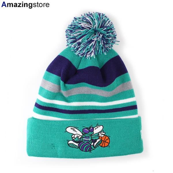ニューエラ ニットキャップ ビーニー シャーロット ホーネッツ  NBA STRIPEOUT KNIT BEANIE CAP TEAL-PURPLE-WHITE-GREY  NEW ERA CHARLOTTE HORNETS